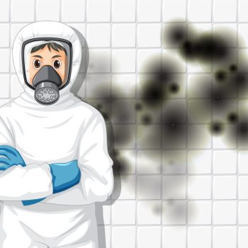 Man in protective hazmat suit illustration